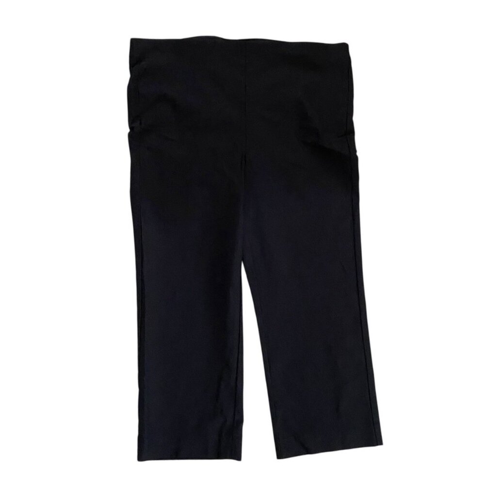Chicos Womens Black Pull On Elastic Waist Cropped Dress Pants Size 16 Stretch